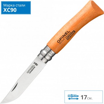 Нож OPINEL №7, углеродистая сталь, рукоять из дерева бука, блистер 000622